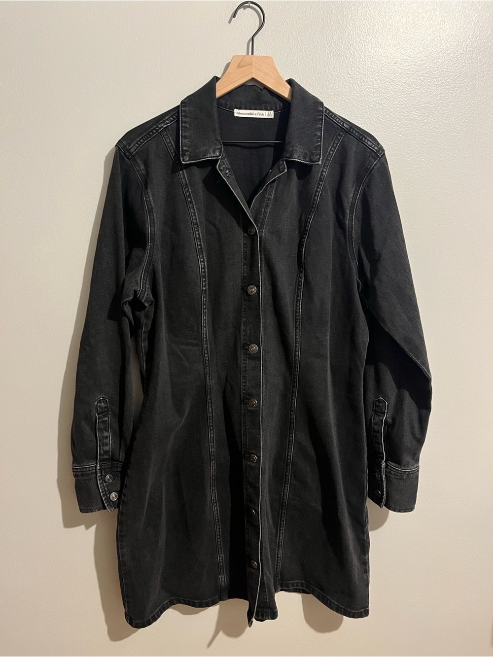 Abercrombie & Fitch Black Denim Button-Up Dress